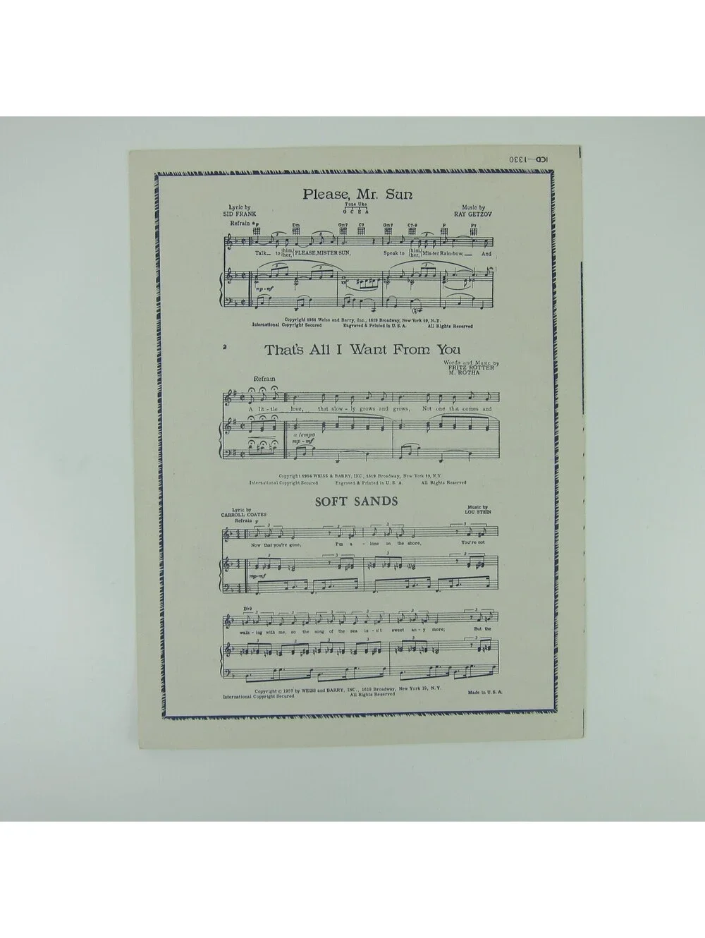 Sheet Music No Love But Your Love Billy Myles Johnny Mathis Vintage 1957
